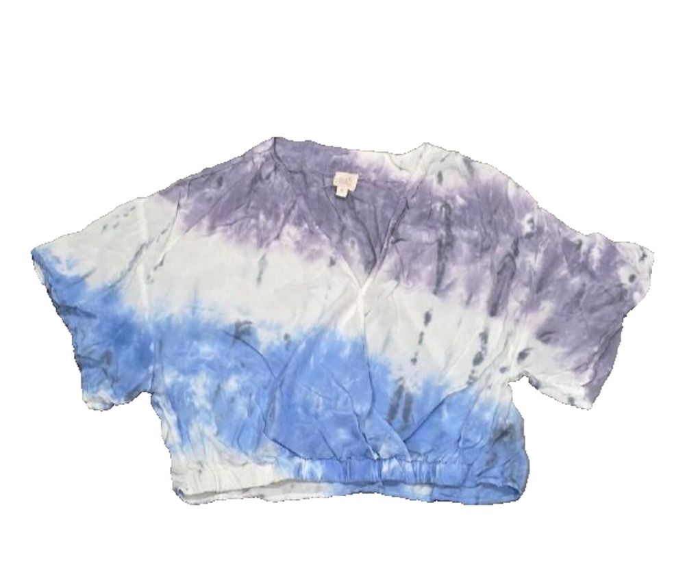 Surf Gypsy Cropped Tie Dye Elastic v-neck fairy Waist Top Sz Medium A005919